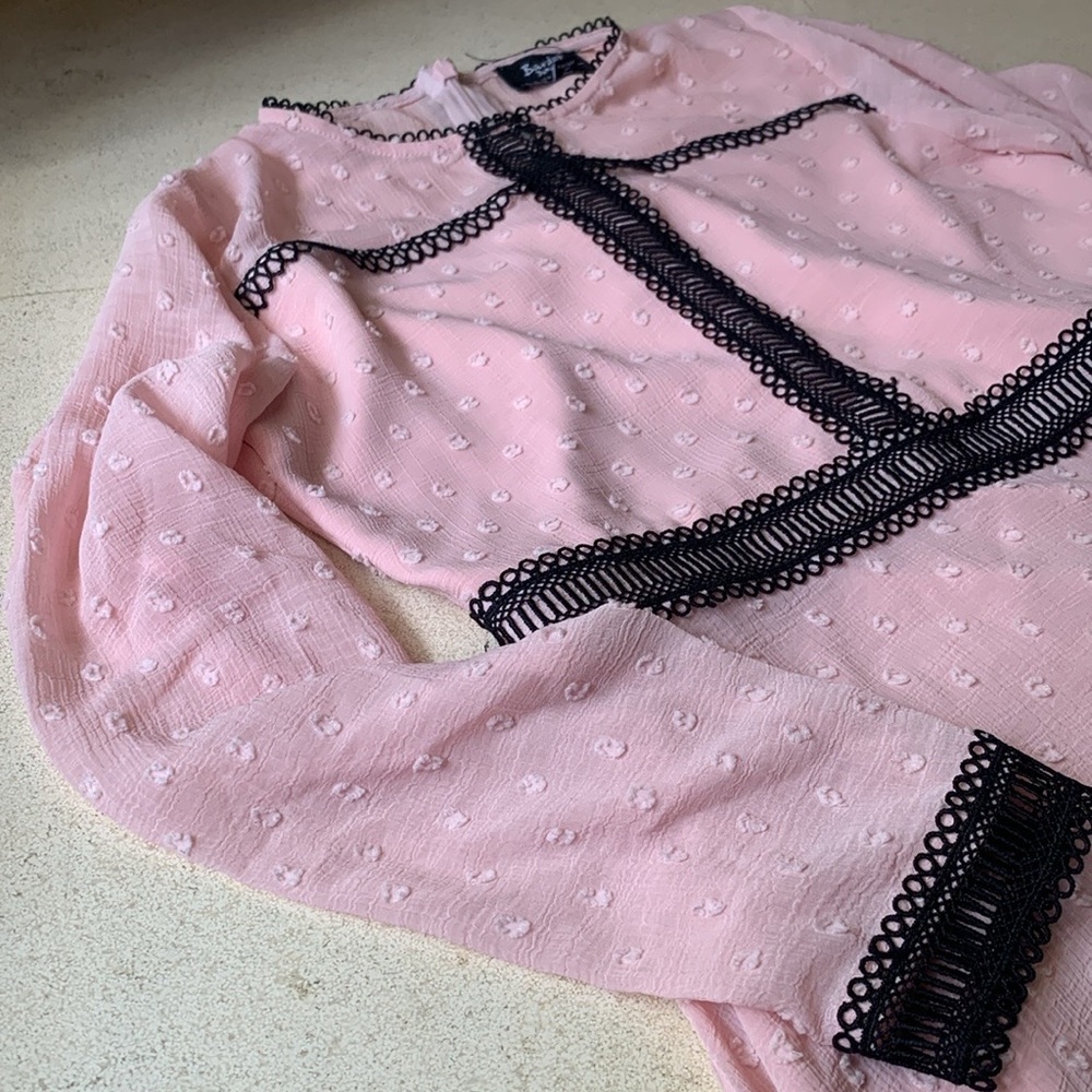 Girls pink Swiss dot dress